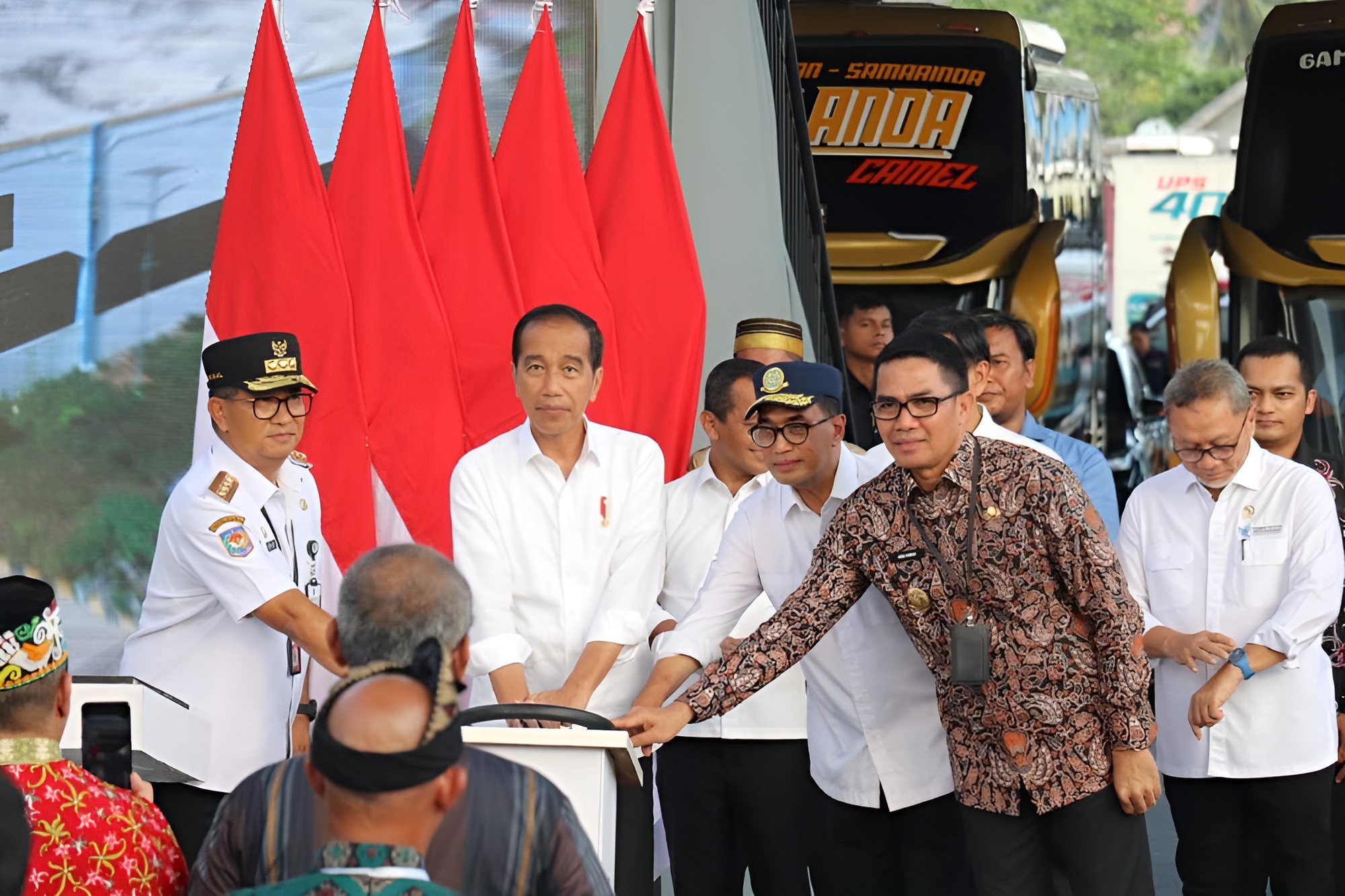 Peresmian Terminal Bus Antar Kota Antar Provinsi (AKAP) Tipe A Samarinda Seberang oleh Presiden Republik Indonesia Joko Widodo (Jokowi) pada Rabu (28/2/2024). (Istimewa)